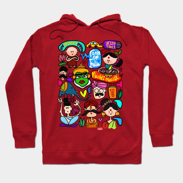 Faces of India Hoodie by WoodleDoodleDesigns